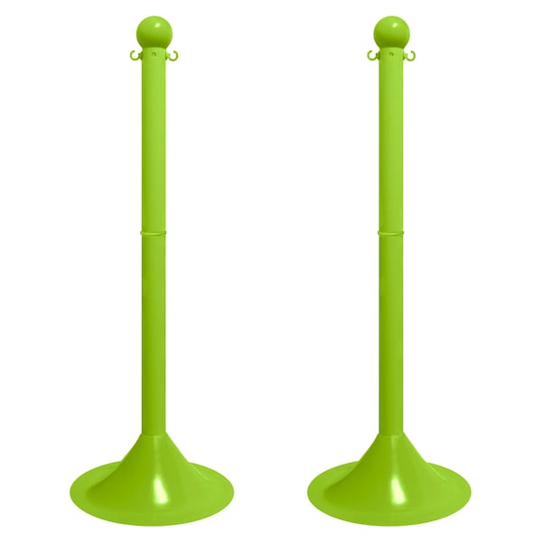 Safety Green Light Duty Stowable Stanchion, 2PK